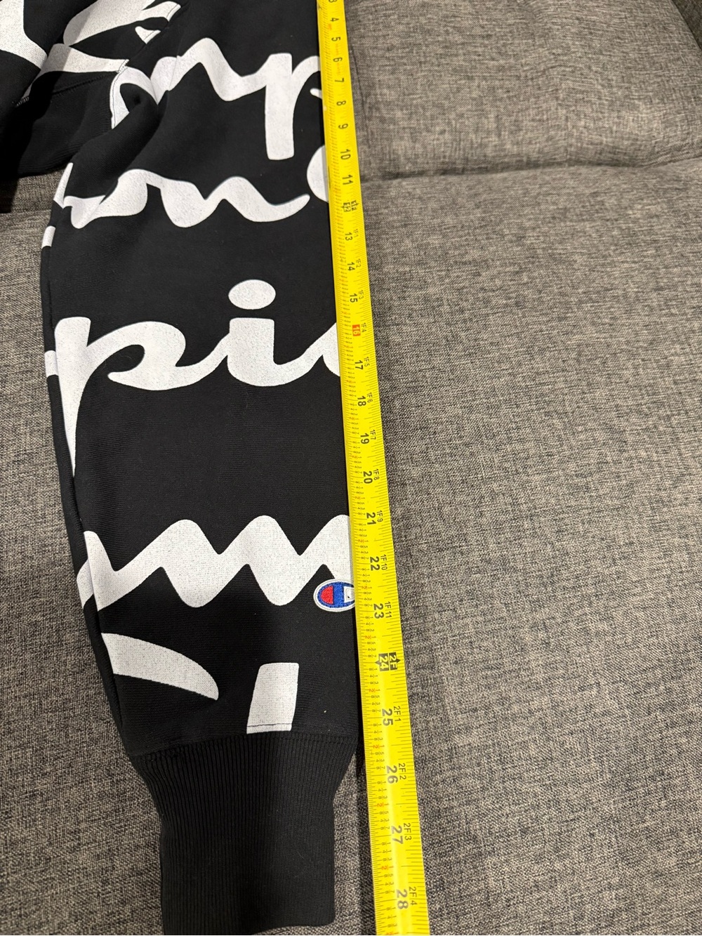 Champion Reverse Weave All Over Print AOP Hoodie Black White Pullover Size Small - Picture 12 of 12